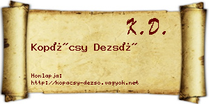 Kopácsy Dezső névjegykártya